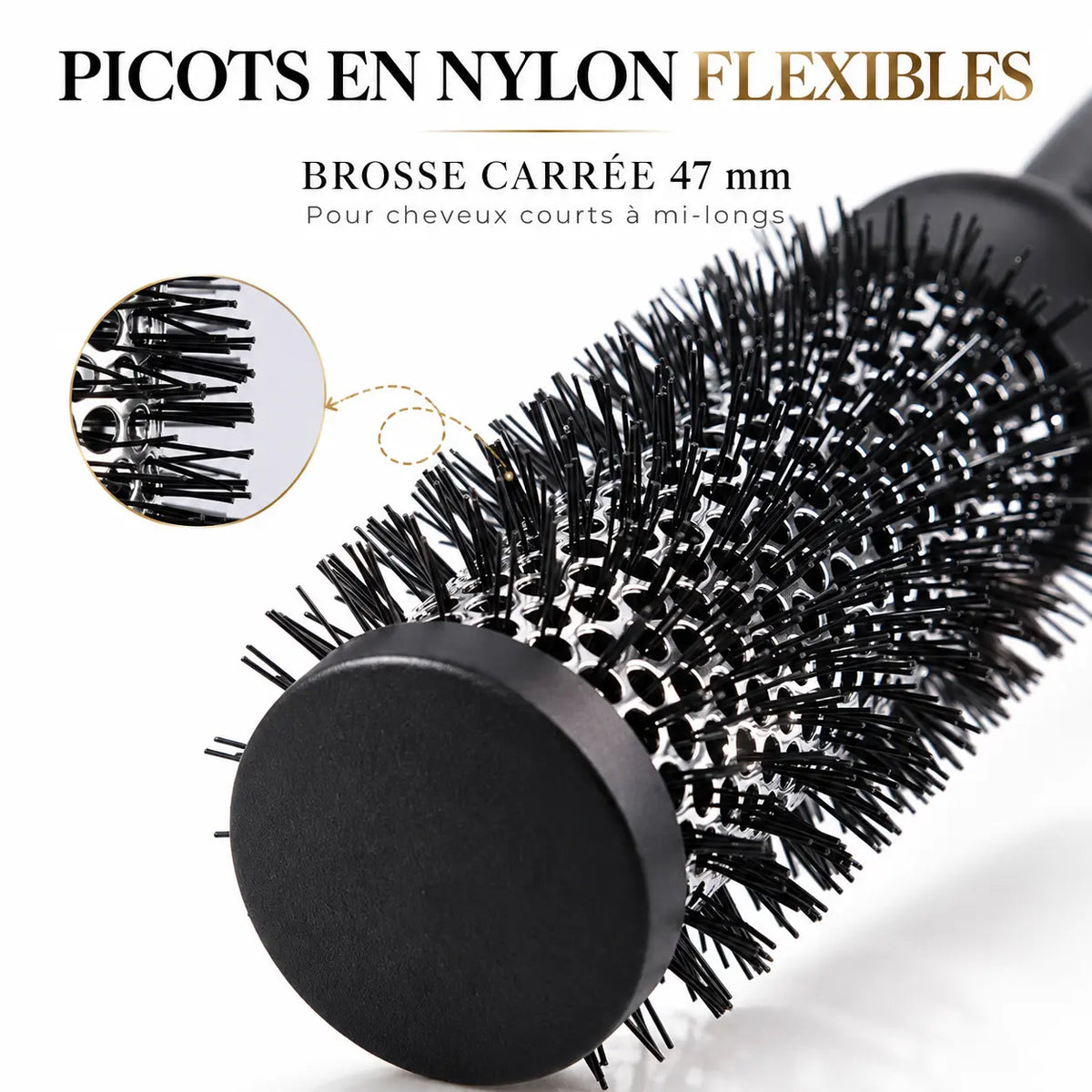 BROSSE CARRÉE 47 mm: pour cheveux courts à mi-longs
